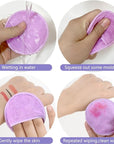 SUNLAND Reusable Makeup Remover Pads for Face,Eye,Lips 16 Pack Microfiber Face Cleansing Gloves Washable with Laundry Bag and Travel Bag Rounds Toner Pads(Round 3.15inchx16 Purple)