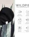 Wildpier Beauty Exfoliating Glove Luxe for Sensitive Skin Mitt Body Scrub for Bath Shower Spa Hand Exfoliator Gloves, Dead Skin Cell Remover, Plant Based Deep Exfoliation Scrubber, Black