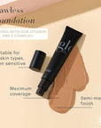 Glo Skin Beauty Satin Cream Foundation Makeup for Face, Cocoa Light - Full Coverage, Semi Matte Finish, Conceal Blemishes & Even Skin Tone