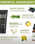 SHVYOG Blackhead Peel Off Face Mask, 3-in-1 Blackhead Remover Mask with Brush & Tea Tree Oil Serum, Charcoal Mask for Deep Cleansing Dirts, Pores, Skin Oil (100g+30ml)