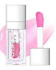 Magic Color Changing Lip Oil, Ph Temperture Change Hydrating Plumping Moisturizing Lip Oil Gloss, Smooth Lip Lines Plump Lip,Transparent Plumping Clear Glossy Balm Care 0.2Fl oz #Clear To Pink