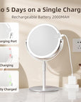 Lighted Makeup Mirror with Magnification (1X/10X), 8" Round Magnifying Vanity Mirror with Lights, Cordless Double Sided Light Weight Aluminum Alloy - Gifts Idea