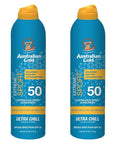 Australian Gold Extreme Sport Continuous Spray Sunscreen SPF 50 (Broad Spectrum/Sweat & Water Resistant/Non-Greasy/Oxybenzone Free/Cruelty Free), Sport - New, Coastal Breeze, 6 Oz (2 Pack)