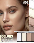 4-Color Contour Makeup Palette, Blush Highlighter Bronzer Powder Kit, Face Cosmetics Gift Set (02#, 1 Count (Pack of 1))