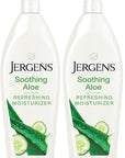 Jergens Soothing Aloe Refreshing Body Lotion, Aloe Vera Body and Hand Moisturizer, 21 Fl Oz, Illuminating Hydralucence Blend, with Cucumber Extract, Dermatologist Tested (Pack of 2)