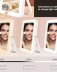 Rechargeable Vanity Mirror with Lights,Desk Makeup Mirror with Lights,Portable Travel for Makeup Desk & Dressing Room,3 Color Lighting, Dimmable Touch Screen