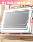 Lighted Makeup Mirror, 17.3"x13" Hollywood Vanity Mirror with Led Lights, Three Color Lighting Modes, and 5X Magnification Mirror, Smart Touch Control, 360°Rotation(Round Corner)