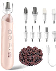 Professional Manicure Pedicure Kit, Cordless Electric Nail File Set, Rechargeable Pedicure Tools for feet, 5 Speeds Hand Foot Care Nail Drill for Thick Nail Toenail Cuticle Women Men Baby Pets-Rose