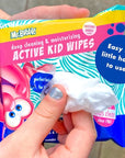 Mr. Bubble Moisturizing Kids Gentle Face and Hand Wipes, Travel Size Biodegradable Deep Cleaning Towelettes Made with Hydrating Aloe Vera and Chamomile (Pack of 12 Pouches, 15 Wipes Each)