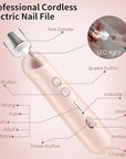 Professional Manicure Pedicure Kit, Cordless Electric Nail File Set, Rechargeable Pedicure Tools for feet, 5 Speeds Hand Foot Care Nail Drill for Thick Nail Toenail Cuticle Women Men Baby Pets-Rose