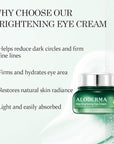 Aloderma Brightening Eye Cream with Organic Aloe Vera - Hydrating Effect for Dark Circles & Puffiness with Caffeine & Sage Oil - Day & Night Eye Care Cream for Puffy Eyes & Fine Lines, 25g/0.9oz