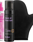 b.tan Violet Self Tan Foam & Face Mist Kit | Lovers Bundle - Dark Sunless Tanning Mousse, Bronzing Glow Gradual Facial + Body Spray, Mitt Applicator, 1 Hour Express, No Fake Tanner Smell, 6.7 Fl Oz