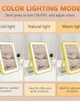 Gold Rechargeable Makeup Mirror with Lights, LED Vanity Mirror, 3 Color Modes, Portable Desktop Mirror, Adjustable Brightness, Ideal for Dorm and Home Use