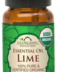 US Organic Lime Essential Oil - Certified Organic, Steam Distilled - W/Euro droppers (More Size Variations Available) (10 ml / .33 fl oz)