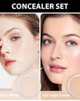 Kaely 2Pcs Pot Concealer Full Coverage Set,under Eye Correcting Concealer,01+02