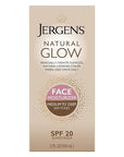 Jergens Natural Glow Self Tanner Face Moisturizer, SPF 20 Facial Sunscreen & Natural Glow Self Tanner Lotion, Daily Sunless Fake Tanning, Medium to Deep Skin Tone