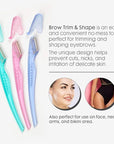 Ardell Pro Brow for Trim & Shape, Eyebrow Razor Trimmer, and Shaper with Cover, Facial Hair Removal for Women, Dermaplaning Shaver - 6 counts in 1 pack