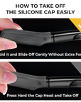 ZOMCHI Dermaplaning Tool for Face with 11 Refill Blades, Dermaplane Razor for Women and Men, Face Razor with Precision Silicone Cover, Eyebrow Razor, Facial Razor, Reusable Metal Handle - Matte Black
