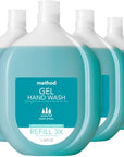 Method Gel Hand Soap Refill, Waterfall, Recyclable Bottle, Biodegradable Formula, 34 oz (Pack of 4) (Packaging May Vary)