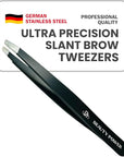 Professional Slant Tweezers for Women Facial Hair - German Stainless Steel, Ultra Precision, Lightweight Black Tweezers for Women & Men, Ideal for Eyebrow & Facial Grooming (Matte Black)