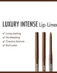 Professional Lip Liner, Long-Lasting Luxury Intense Lipliner, Creamy Retractable Easy to Use Richly Pigmented Lip Liner Pencil 3 PCS (Dark Brown)