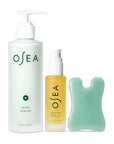 OSEA Glow & Go Facial Full Size Set - Includes Full Size Ocean Facial Cleanser (5oz), DayGlow Face Oil (1oz), Gua Sha Sculptor - Clean Beauty Set - Radiant Mother's Day Gift Set