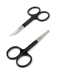 Facial Hair Small Grooming Scissors For Men Women - Eyebrow, Nose Hair, Mustache, Beard, Eyelashes, Ear Trimming Kit - Curved and Rounded Safety Tip Clippers For Hair Cutting- 2PCS Black
