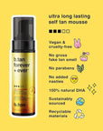 b.tan Ultra Long Lasting Self Tanner Mousse | Forever & Ever - Lasts Up to 11 Days, Fast, 1 Hour Express Sunless Tanning Foam, No Fake Tan Smell, Dark Bronze Glow, Vegan, Cruelty Free, 6.7 Fl Oz