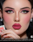 Blush for Cheeks Professional Makeup Palette, Comes with 4 Separate Powder Palette,Blendable and Fade-Resistant for Eyes,Lips & Cheeks Long-Wear Matte Finish,Color-Coral Nude Pink Red Comes with Brush