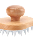 Hangerspace Scalp Massager Shampoo Brush, Wooden Wet and Dry Hair Scalp Care Brush, Shower Brush Scalp Scrubber Exfoliator with Soft Silicone Bristles for Dandruff Removal, Hair Growth (White)