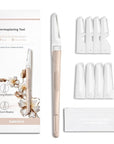 Face Razors for Women, Dermaplane Razor for Women Face, Eyebrow Razor, Facial Razors, Dermaplaning Tool, Reusable Metal Handle with 8 Microblades for Sensitive Skin, Peach Fuzz Remover, Beige