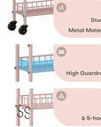 6 Tier Slim Rolling Storage Cart with Wheels, Metal Mobile Shelving Unit Organizer Utility Cart for Office Bathroom Kitchen Laundry Room Narrow Places (Pink 6 Inches)