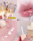 3Pcs Clear Cute Lip Gloss Set,Fruit Flavored Lip Oil Set,Long Lasting Moisturizing,Hydrating Lip Glow Oil for Kids and Teens,Party Gift,Non-toxic