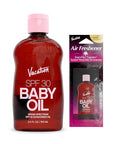 Vacation Baby Oil SPF 30 + Air Freshener Bundle, Broad Spectrum SPF 30 Sunscreen Oil, Vegan Suntan Oil with Broad Spectrum SPF, Sunscreen Tanning Oil, TSA Friendly, Travel Size, 3.4 fl. oz.