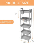 5 Tier Rolling Utility Cart with Handle,REBECAT Utility Cart Made of Multifunctional Storage Organizer Tool for Kitchen,Bathroom,Living Room,Office(Gray)