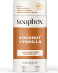 Soapbox Aluminum Free Deodorant, Coconut & Vanilla Scented Deodorant, Scented Aluminum-Free Natural Deodorants, 2.65oz