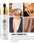 Shimmer Body Oil,Long Lasting Waterproof Face Brighten Glow (Golden Brown)