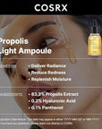 COSRX Propolis Ampoule, Glow Boosting Serum for Face with 73.5% Propolis Extract, 1.01fl.oz/30ml, Hydrating Essence for Sensitive Skin, Fine Lines, Uneven Skintone, Korean Skincare