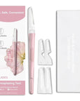 Face Razors for Women, Dermaplane Razor for Women Face, Eyebrow Razor, Facial Razors, Dermaplaning Tool, Reusable Metal Handle with 4 Microblades for Sensitive Skin, Peach Fuzz Remover, Pink