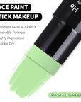 Go Ho Pastel Green Face Body Paint Stick,Water Based Washable Light Green Face Paint Stick,Non-toxic Full-coverage Cream Light Green Body Paint for Adults Children Halloween Cosplay SFX Makeup