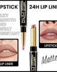 2-in-1Nude Brown Beige Velvet Lip Liner & Lipstick Set Kit for Women, Matte Lips Kit with Lip Liner Lip Stains Long Lasting Waterproof 24 Hour Lipstick and Lip Liners Combo Lipliners Pencil Set 48