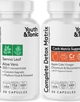 Youth & Tonic 15 Day Cleanse & Carb Matrix Support for Bloating, Gut & Metabolism Health, Break The Plateau, Feel Lighter & Energized, Colon Cleanser & Detox with ACV, Glucomannan, Chromium, 60 Pills