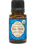 US Organic 100% Pure Tea Tree Essential Oil, Steam Distilled, USDA Certified Organic, for Hair, Skin, Scalp, Foot, Toenails, and More. Sourced from South Africa, Undiluted, Non-GMO (15 ml)