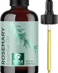 Pure Rosemary Essential Oil with Dropper - Undiluted Rosemary Oil for Hair Skin and Nails and Refreshing Aromatherapy Oil for Diffusers - Essential Oil for Cleansing Dry Scalp Care 4oz