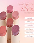 Mineral Color Balm, SPF 35 Multi Color Stick for Lips, Cheeks& Eyes, Blendable Creamy Lightweight Formula, Buildable Shimmer Finish, Multiuse Makeup Stick, Blush