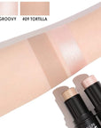 FOCALLURE 2 Pcs Mineral Cream Contour Stick,Moisturize Highlighter and Bronzer Pen,Non Stick Face Brightens & Shades Pencil,Long Lasting & Smooth Gliding Face Illuminator Makeup,Fair