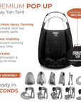 Bronze Tan Spray Tan Tent Pop Up for Spray Tan Professional - Waterproof Spray Tan Booth with FREE Portable Spray Tent Carrying Case - Self Tanning Booth - Black