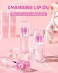 2PCS Cosmetics Color Changing Lip Oil V2, Magic Color Changing Lip Oil Cosmetics, Plumping Lip Oil Moisturizing Lip Gloss, Long Lasting Lip Glow Oil Non-sticky Warm Change Glitter Lip Tint (Pack of 2)