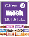 MOSH Variety Pack Keto Protein Bars, High Fiber, Low Carb, Gluten Free, High Protein, Brain Healthy Snack with Ashwagandha, Lion's Mane, 15 Count