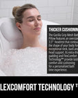 GORILLA GRIP Mesh Bath Pillow for Tub, 6 Powerful Suction Cups, Oversized Headrest with Breathable FlexComfort Technology for Neck, Head, Back Support, Luxury Machine Washable Bathtub Must Haves White